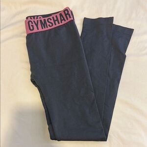 Gymshark gray Leggings with Pink Waistband